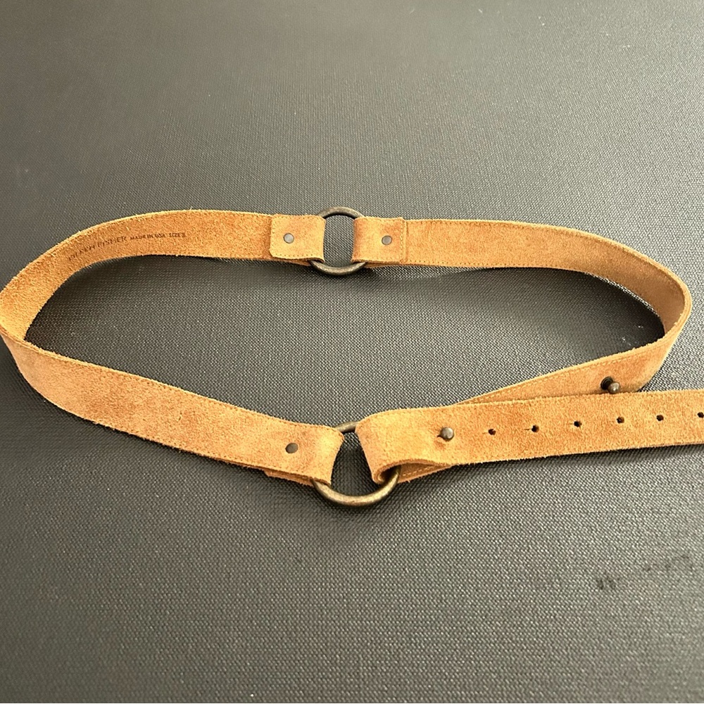 Eileen Fisher Suede Belt in Tan Brown with Metal Rings